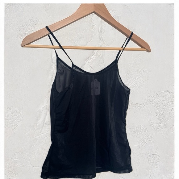 Vintage Y2K Black Sheer Floral Ruffle Cami Top – 2000s Romantic Fairy Grunge S - Picture 1 of 5